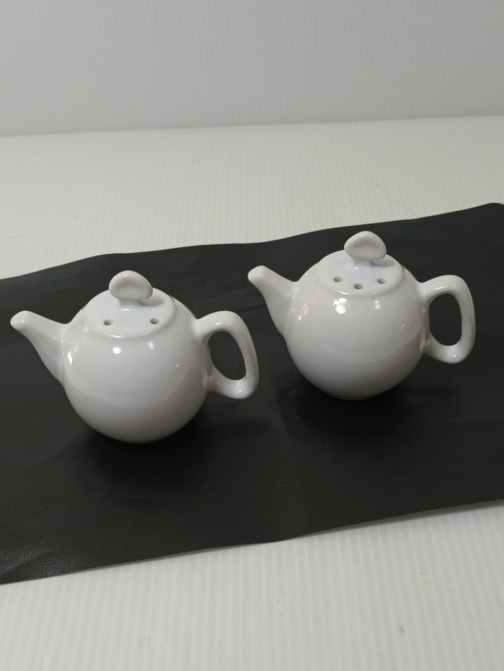 White Ceramic Teapot Salt and Pepper Shakers - Set of 2